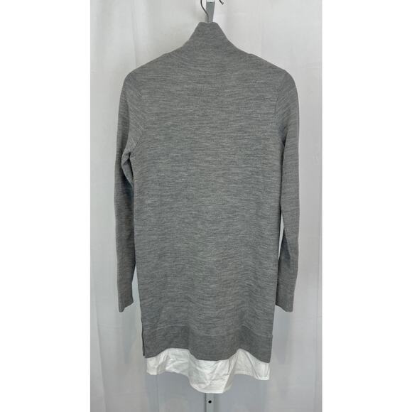 VERONICA BEARD Soval Mixed Media Sweater Dress Merino Wool Poplin Gray Size XS - Picture 2 of 11